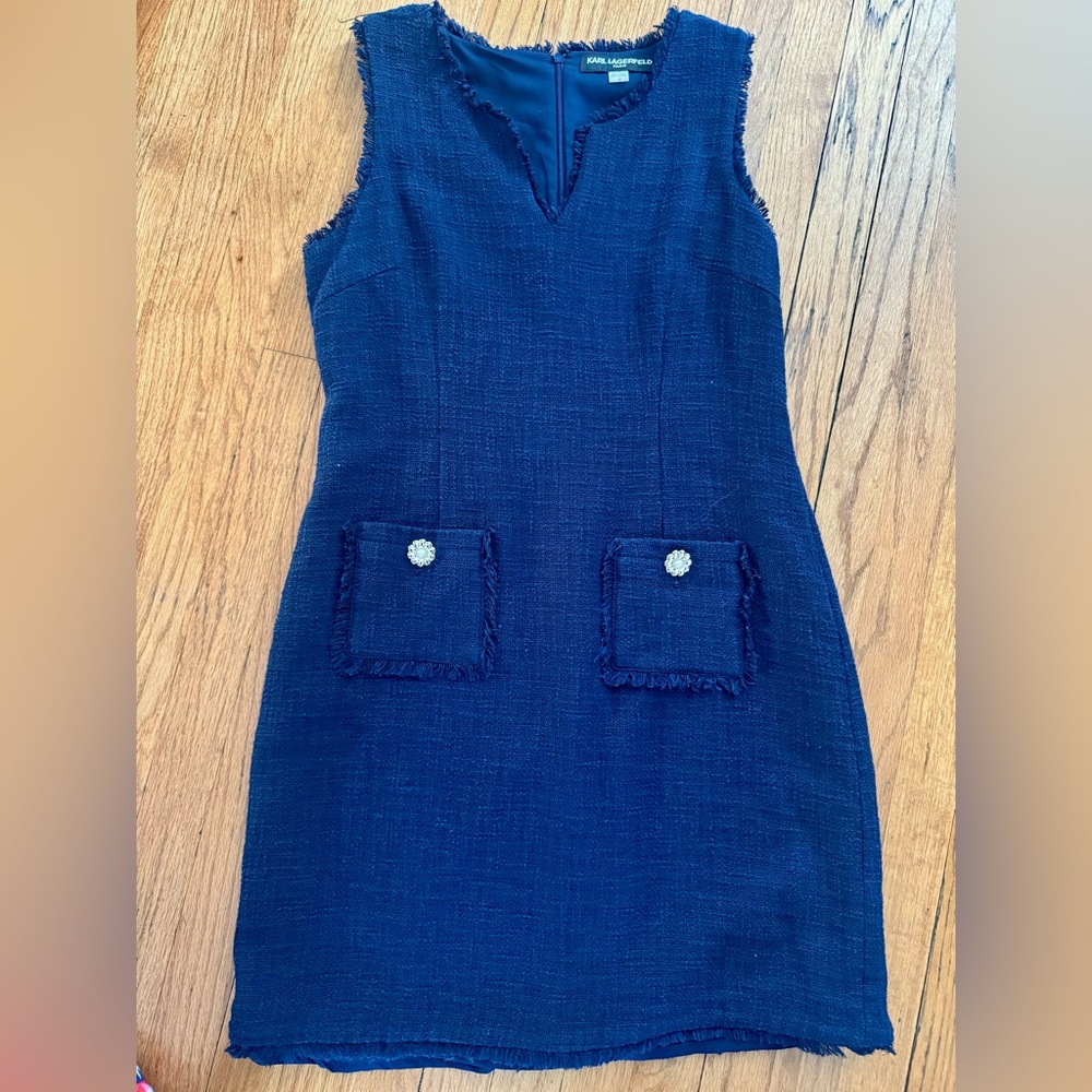 Karl Lagerfeld Navy Blue Sheath Dress